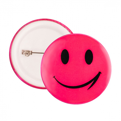 Reflektierender Ansteckbutton - rosa Smiley